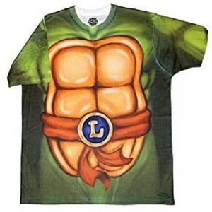 TMNT TEENAGE MUTANT NINJA TURTLES LEONARDO SUBLIMINAL MEN LARGE TEE NEW